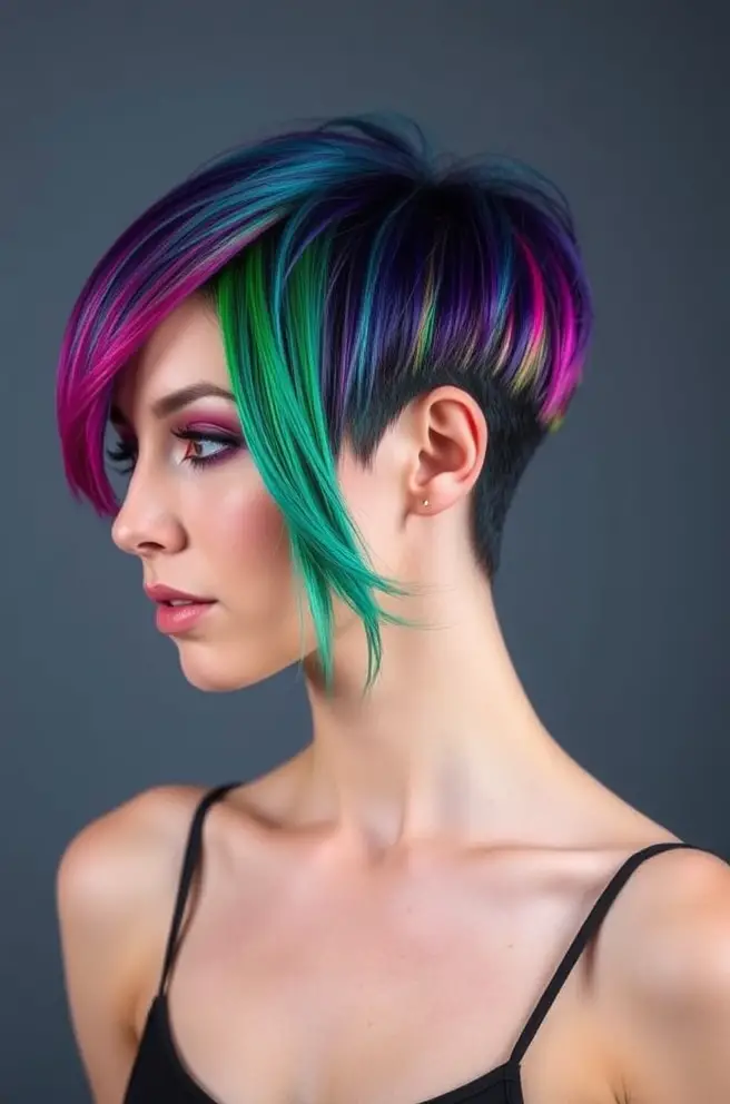 Vibrant Fade Haircut for Colored Hair Statements