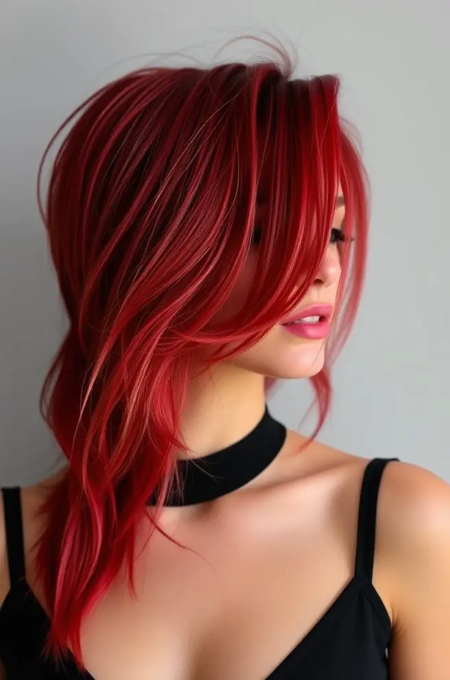 Vibrant Red Balayage Hair for a Daring Style