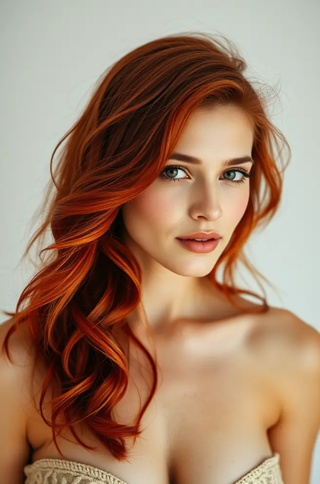 Vibrant Red Hair with Loose Waves