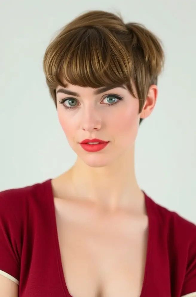 Vintage-Inspired Short Hair with Bangs for Retro Charm