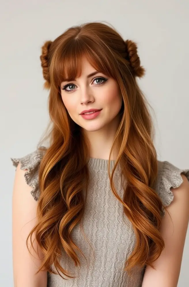 Whimsical Auburn Hair Half-Up Styles for Playful Charm