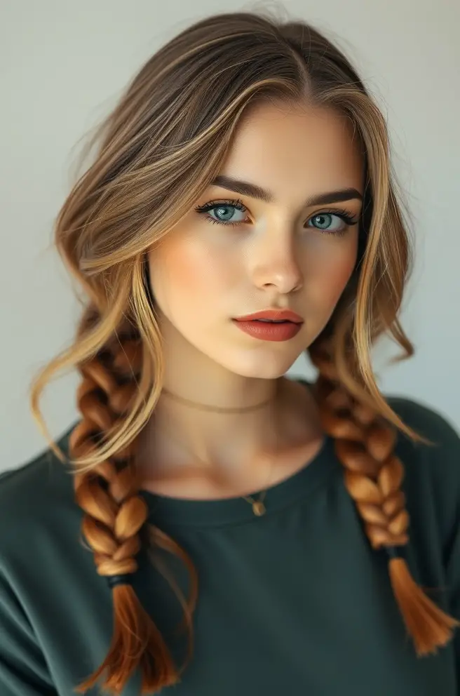 Whimsical Light Brown Hair with Braids