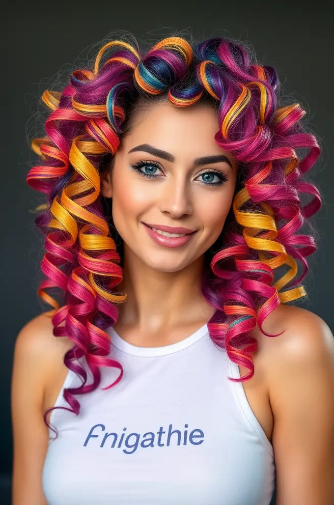 Whimsical Rainbow Hair Curls: Playful and Bold